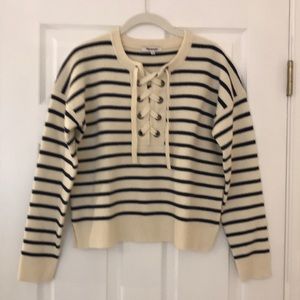 Madewell Striped Lace-Up Sweater